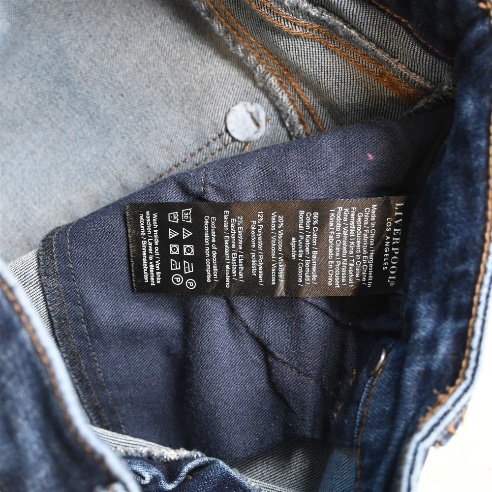 Liverpool Jeans 6 Petite Mid Rise Ankle Skinny Raw Hem Dark Stretch Denim Jeans - Picture 4 of 10